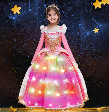 Girls LED Light Red Princess Costume