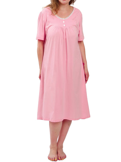 FEREMO 100% Cotton Plus Size Nightgowns for Women Short Sleeve Ladies Sleepwear