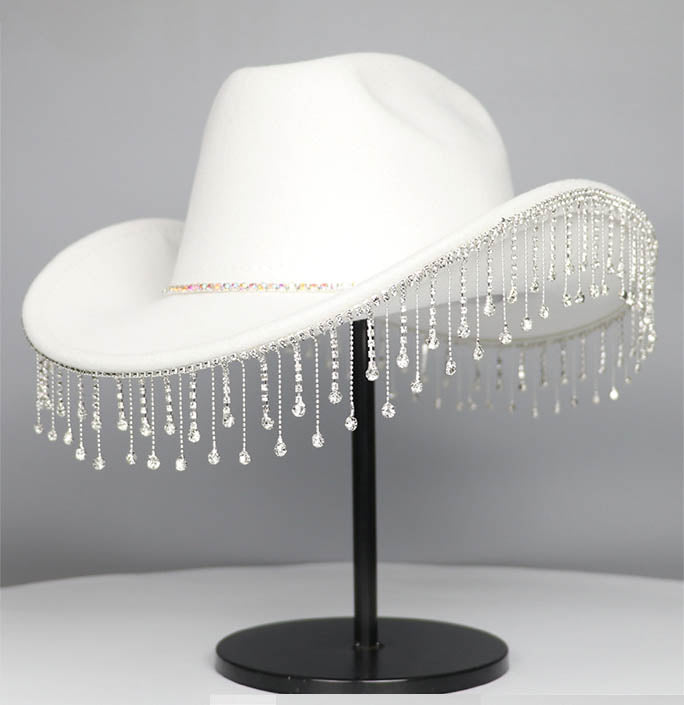 Rhinestone Short Tassel Rave Party Cowboy Hat