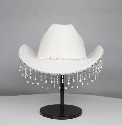 Rhinestone Short Tassel Rave Party Cowboy Hat