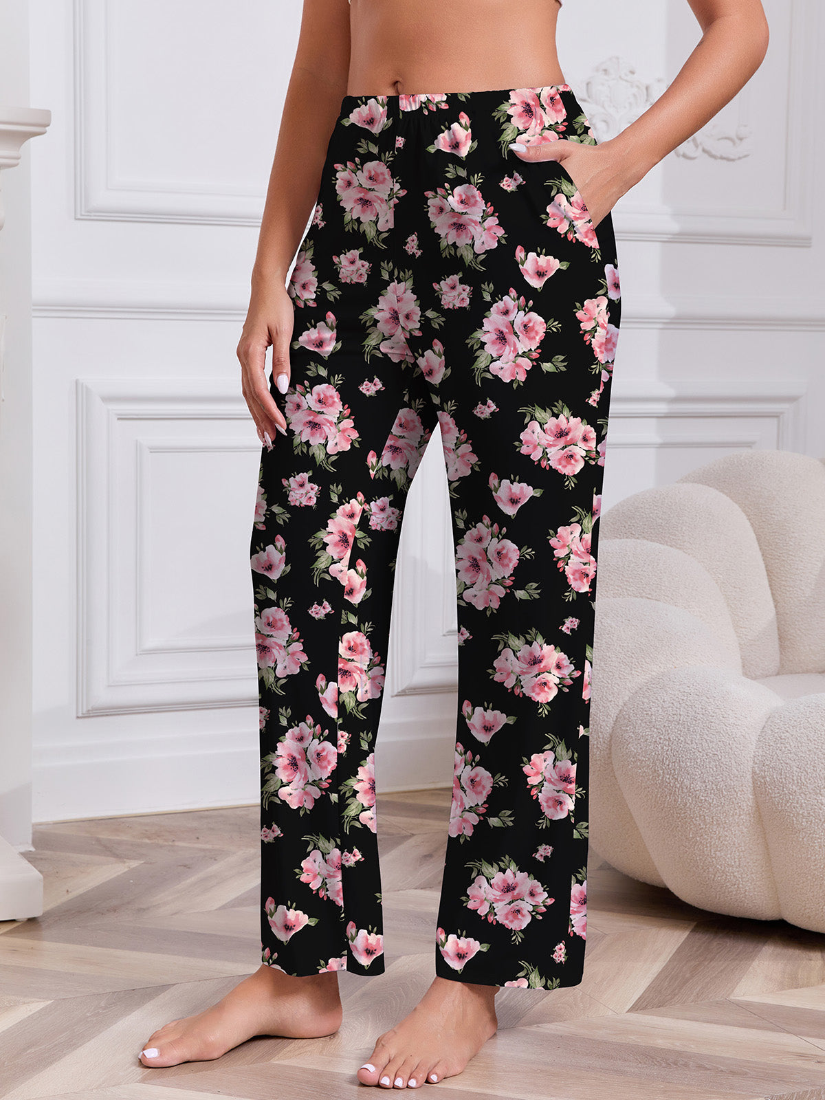 PinkBeautiM Womens Pajama Pants with Pockets, Soft Stretch Lounge Pants 3 Pack, Sizes M-XXXL