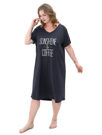 FEREMO 3 Pack Nightgowns for Women Plus Size V Neck Printed Sleepwear Loose Comfy Night Gown