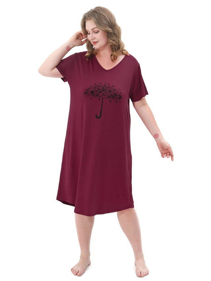 FEREMO 3 Pack Nightgowns for Women Plus Size V Neck Printed Sleepwear Loose Comfy Night Gown