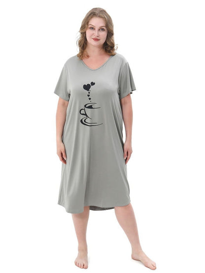 FEREMO 3 Pack Nightgowns for Women Plus Size V Neck Printed Sleepwear Loose Comfy Night Gown