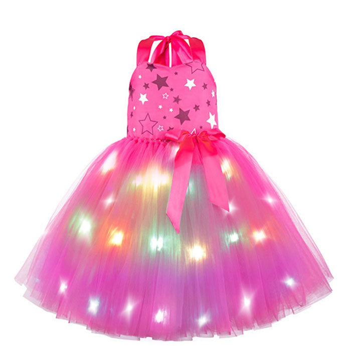 Girls LED Hot Pink Star Tutu Dress