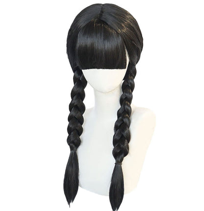 Wednesday Addams Family Black Double Ponytail Wig