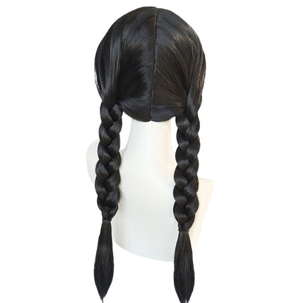 Wednesday Addams Family Black Double Ponytail Wig