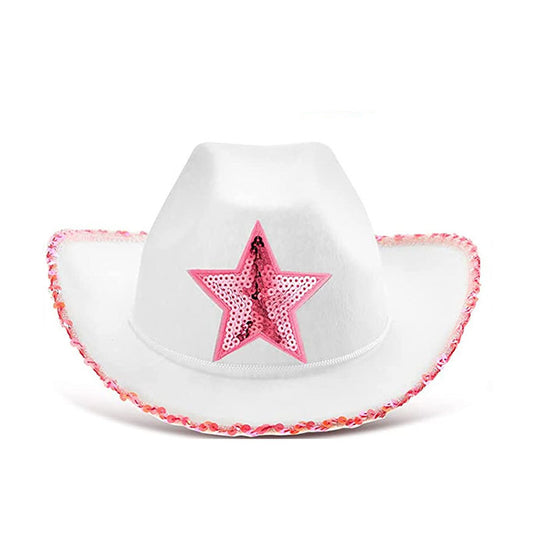 White Sequin Star Modal Cowgirl Hat