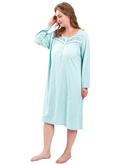 FEREMO 100% Cotton Plus Size Nightgowns for Women Short Sleeve Ladies Sleepwear