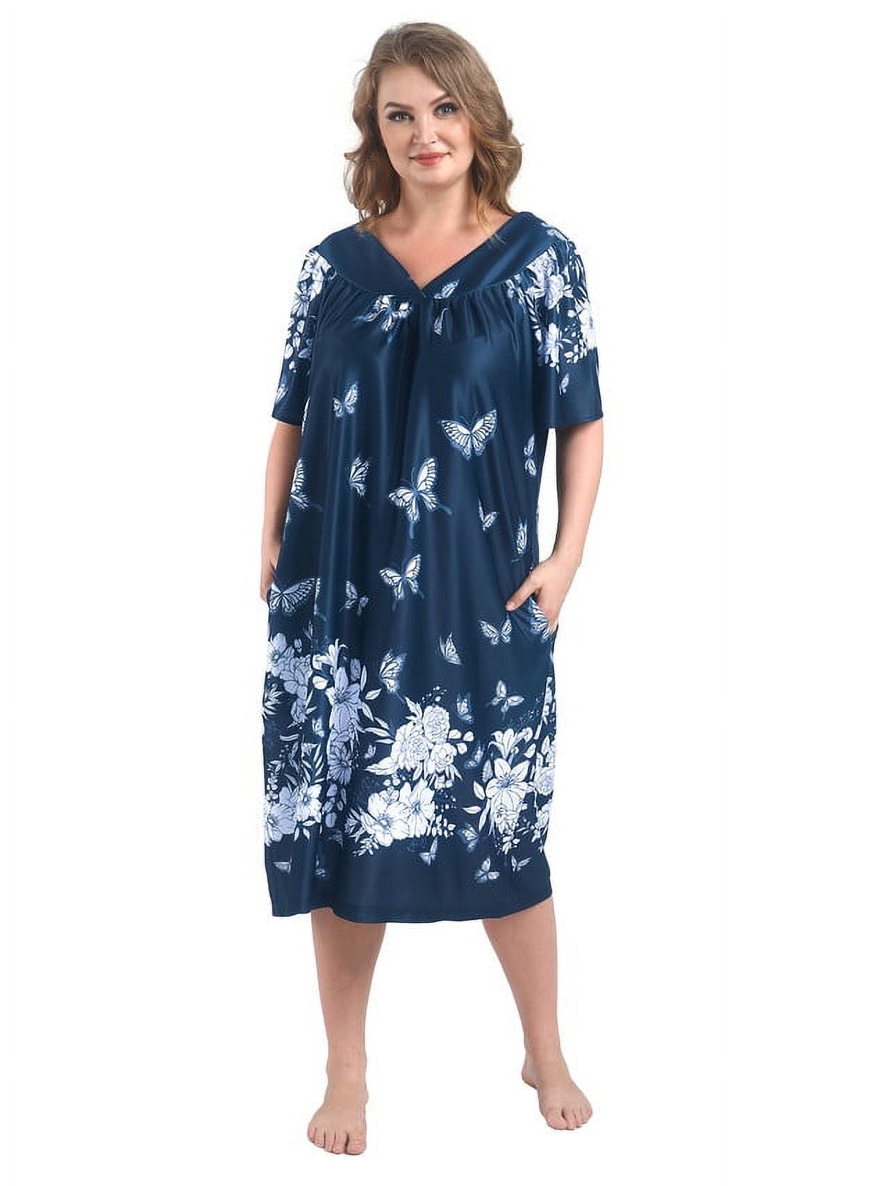 FEREMO Plus Size Nightgowns Womens House Dress with Pockets Short Sleeve Moomoo Nightgown Lounge Dresses for Women 1X-4X