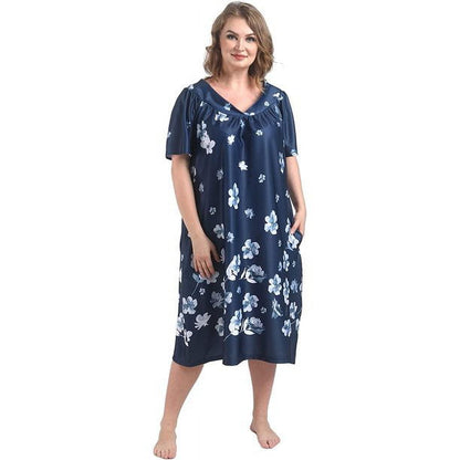 FEREMO Plus Size Nightgowns Womens House Dress with Pockets Short Sleeve Moomoo Nightgown Lounge Dresses for Women 1X-4X