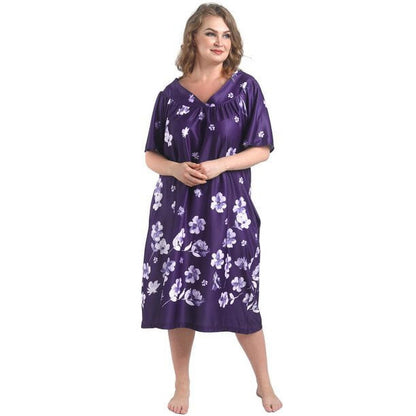 FEREMO Plus Size Nightgowns Womens House Dress with Pockets Short Sleeve Moomoo Nightgown Lounge Dresses for Women 1X-4X