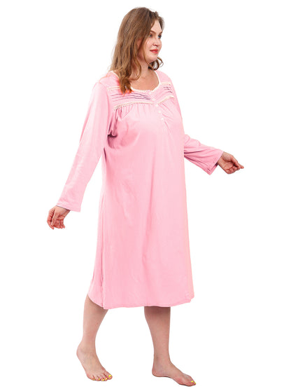 FEREMO 100% Cotton Plus Size Nightgowns for Women Short Sleeve Ladies Sleepwear