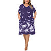 PinkBeautiM Nightgowns for Women Plus Size Print V Neck Sleepwear with Pockets