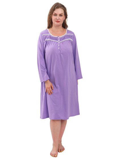 FEREMO 100% Cotton Plus Size Nightgowns for Women Short Sleeve Ladies Sleepwear