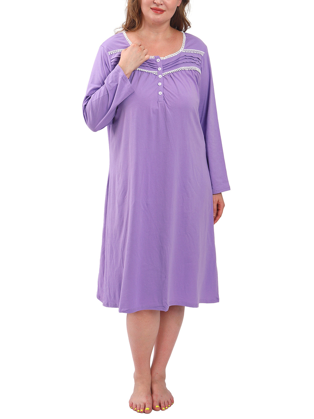 FEREMO 100% Cotton Plus Size Nightgowns for Women Short Sleeve Ladies Sleepwear