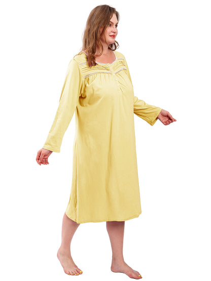 FEREMO 100% Cotton Plus Size Nightgowns for Women Short Sleeve Ladies Sleepwear