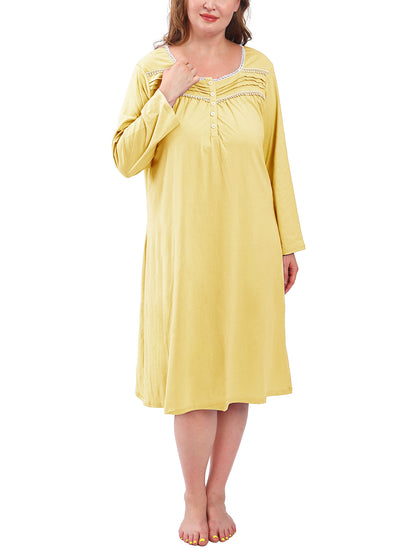 FEREMO 100% Cotton Plus Size Nightgowns for Women Short Sleeve Ladies Sleepwear