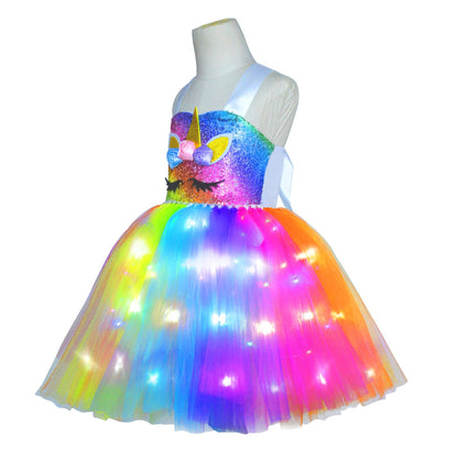 Girls Colorful Light Unicorn Tutu Dress