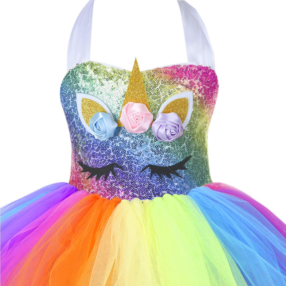 Girls Colorful Light Unicorn Tutu Dress