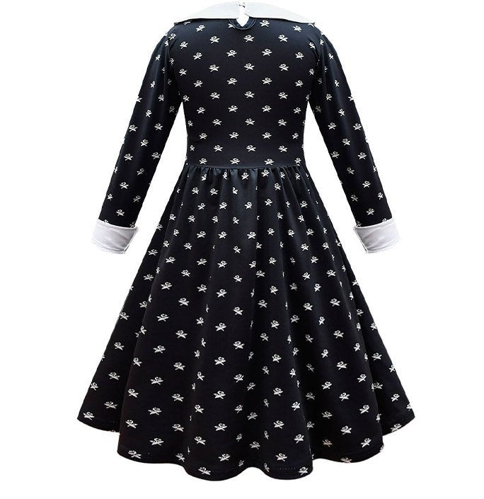 Girls Addams White Polka Dot Halloween Costume