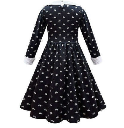 Girls Addams White Polka Dot Halloween Costume