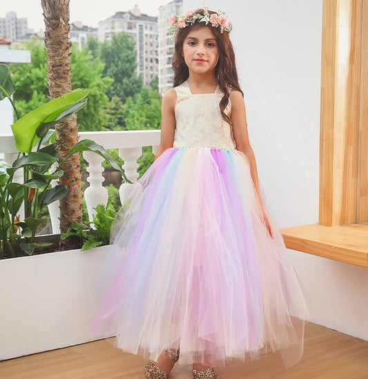 Girls Colorful Flower Girl Costume