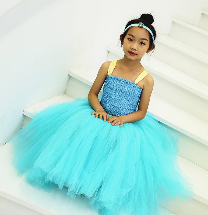 Girls Cyan Jasmine Costume Dress