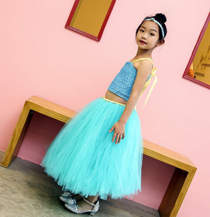 Girls Cyan Jasmine Costume Dress