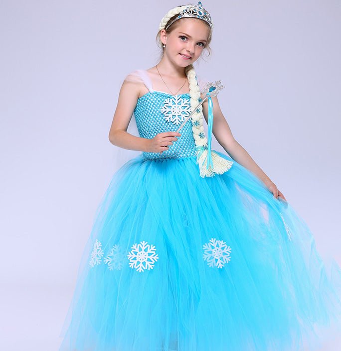 Girls Elsa Inspired blue snowflake dress