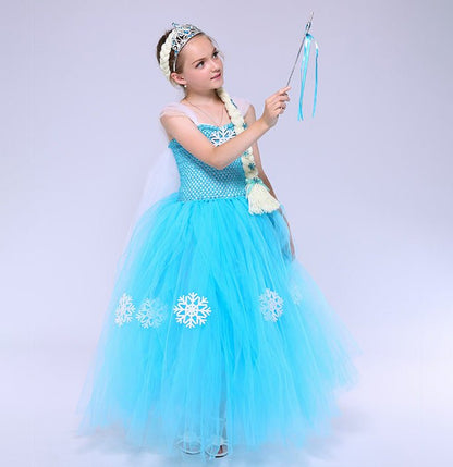 Girls Elsa Inspired blue snowflake dress