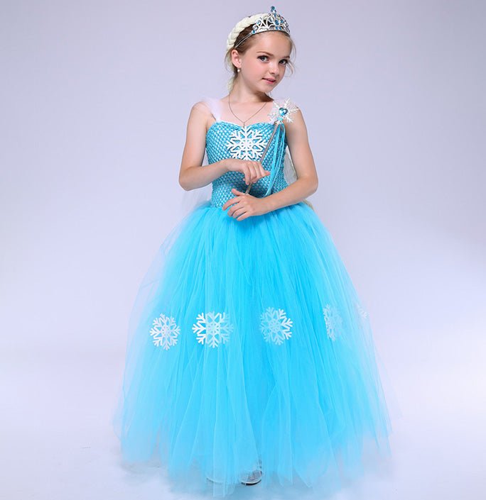 Girls Elsa Inspired blue snowflake dress