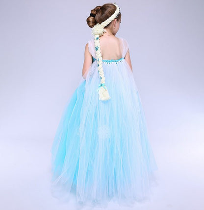 Girls Elsa Inspired blue snowflake dress