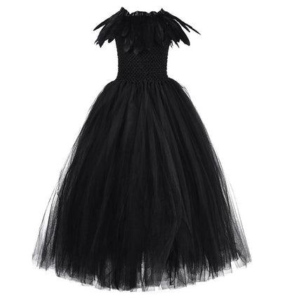 Girls Evil Witch Black Halloween Tutu Dress