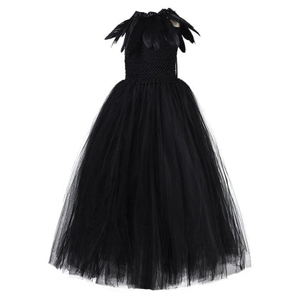 Girls Evil Witch Black Halloween Tutu Dress