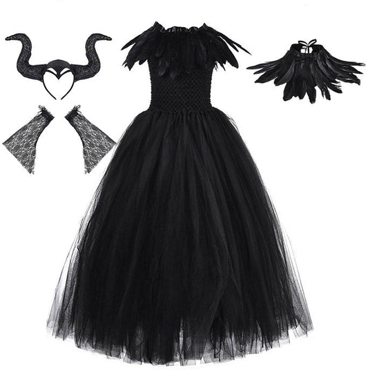 Girls Evil Witch Black Halloween Tutu Dress