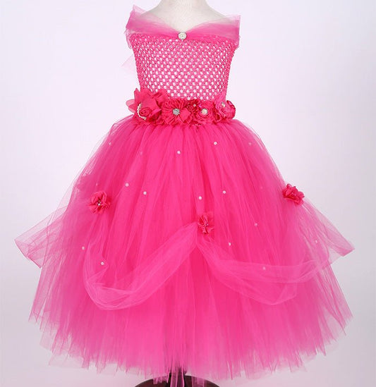 Girls Festival Birthday Flower Decoration Tutu Dress