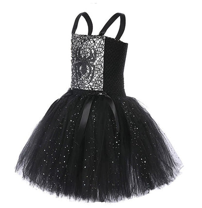 Girls Halloween Spider Evil Witch Tutu Dress