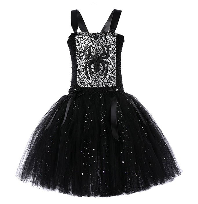 Girls Halloween Spider Evil Witch Tutu Dress