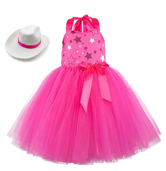 Girls Hot Pink Star Tutu Dress