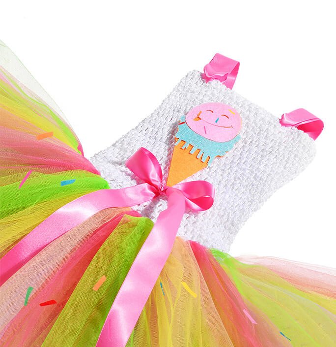 Girls Ice Cream Pattern Colorful Tutu Dress