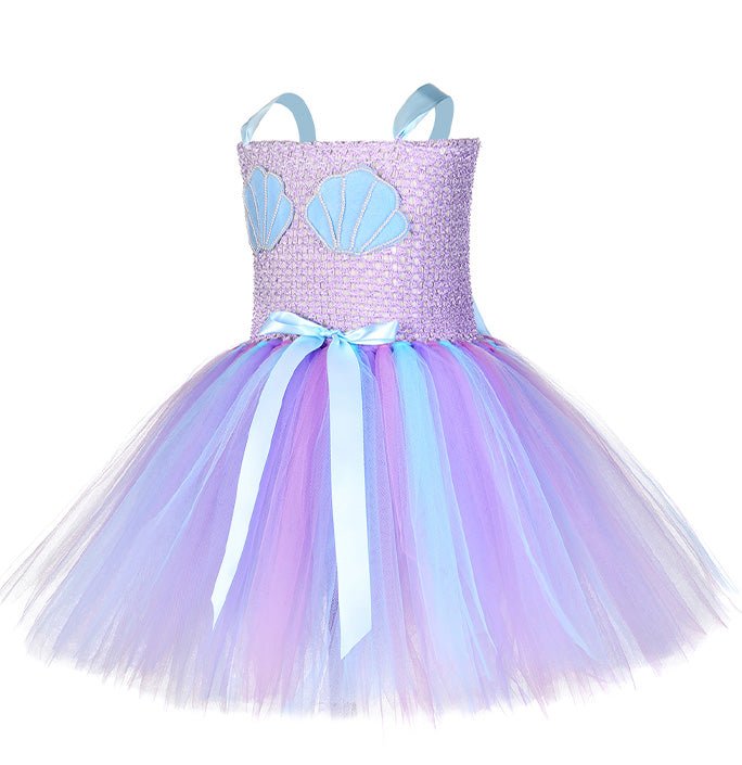 Girls Little Mermaid Bow Shell Tulle Festive Party Costume