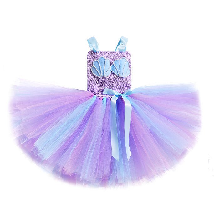 Girls Little Mermaid Bow Shell Tulle Festive Party Costume