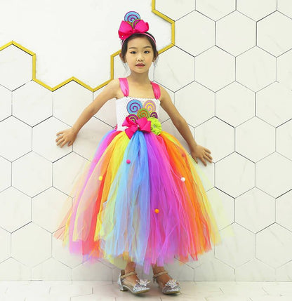 Girls Lollipop colorful suspender skirt