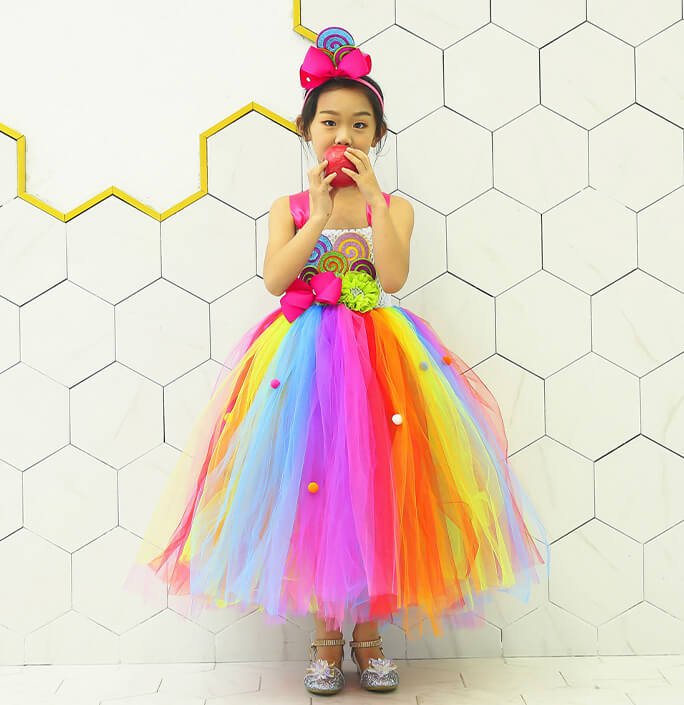 Girls Lollipop colorful suspender skirt