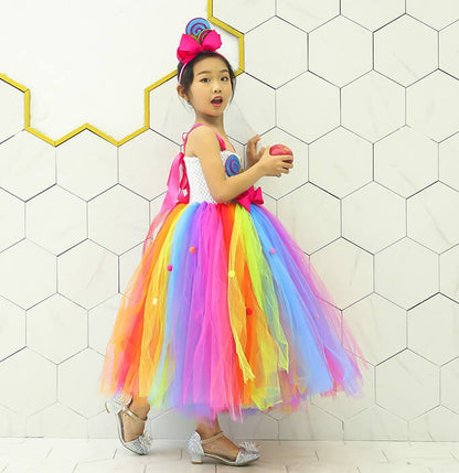 Girls Lollipop colorful suspender skirt