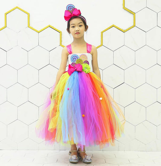 Girls Lollipop colorful suspender skirt