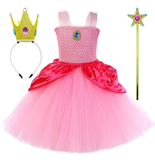 Girls Mario Princess Peach Costume