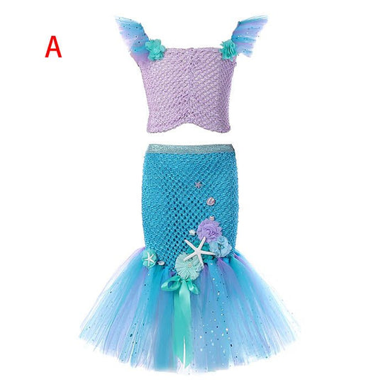 Girls Mermaid Costume Halloween Little Mermaid Party Dress