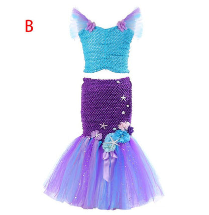 Girls Mermaid Costume Halloween Little Mermaid Party Dress